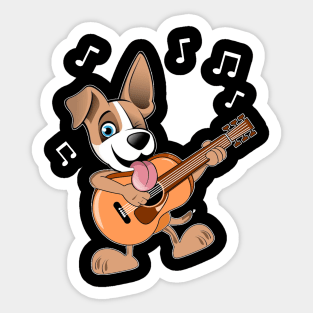 Guitar Music Dog T-Shirt Funny Pet Gift Idea Sticker